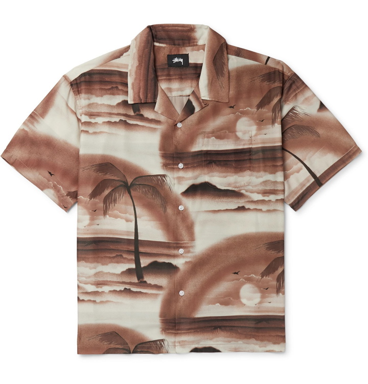 Photo: Stüssy - Camp-Collar Printed Voile Shirt - Brown