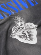 SAINT Mxxxxxx - Massive Hearts Printed Cotton-Jersey T-Shirt - Gray