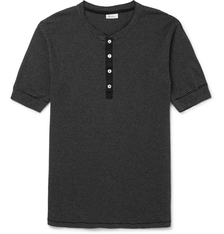 Photo: Schiesser - Karl Heinz Slim-Fit Striped Cotton-Jersey Henley T-Shirt - Men - Dark gray