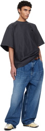 Hed Mayner Navy Embroidered T-shirt