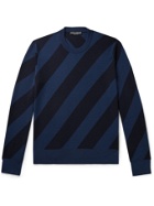 DOLCE & GABBANA - Slim-Fit Striped Cashmere and Silk-Blend Sweater - Blue - IT 46