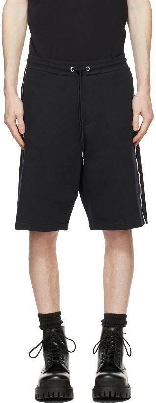 Photo: Moncler Navy Tricolor Terry Shorts