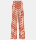 Valentino VLogo-print wide-leg silk pants