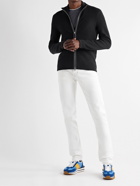 TOM FORD - Slim-Fit Leather-Trimmed Wool Zip-Up Cardigan - Blue