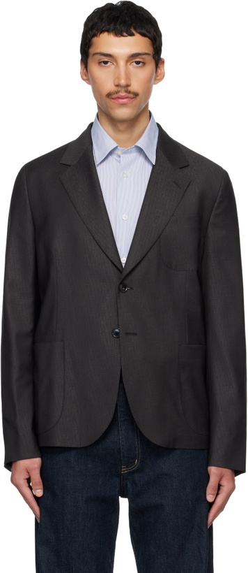 Photo: Paul Smith Brown Two-Button Patch Pocket Blazer