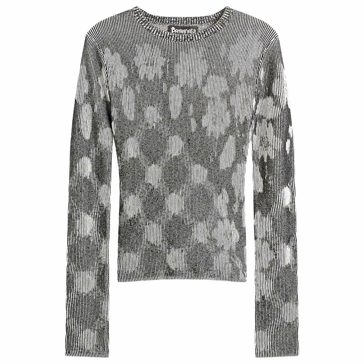 Photo: Paolina Russo Women's Illusion Knit Fitted Long Sleeve Top in Black/White