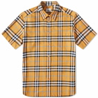 Burberry Men's Caxbridge Short Sleeve Check Shirt in Dusty Orange Check