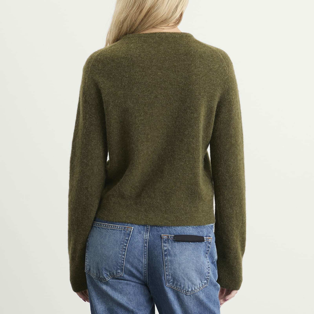 Closed Women's Crew Neck Cardigan in Deep Olive