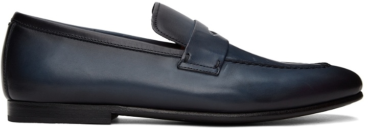 Photo: Dunhill Navy Chiltern Soft Loafer