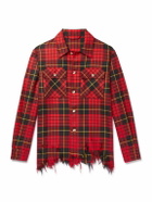 Alexander McQueen - Distressed Checked Wool-Flannel Overshirt - Red