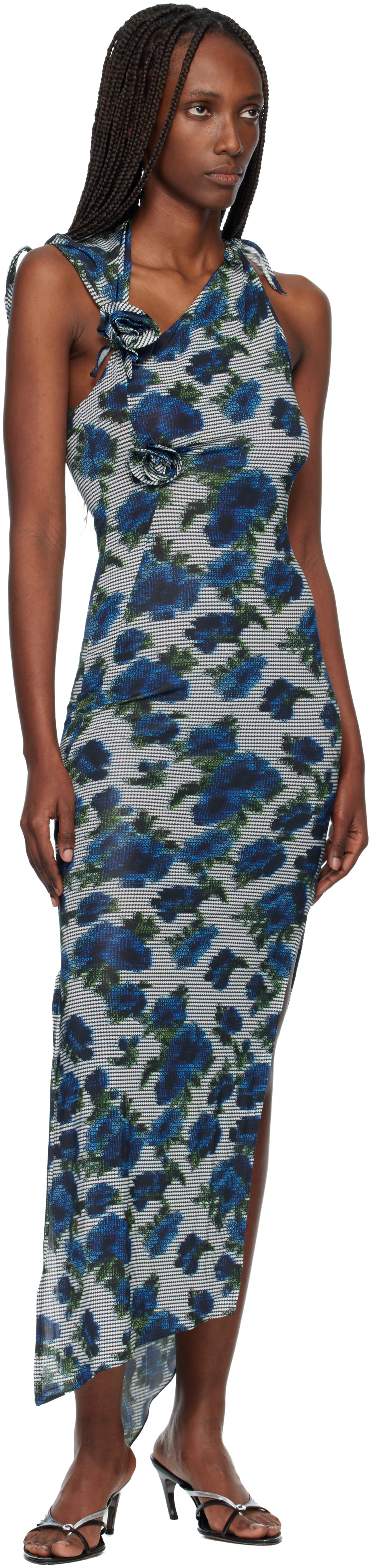 Coperni Navy Flower Midi Dress