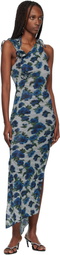 Coperni Navy Flower Midi Dress