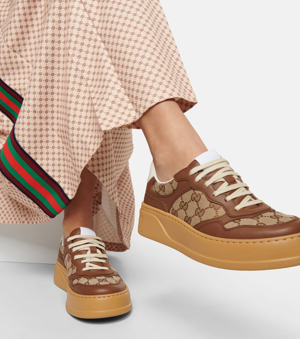 ☆関税込み☆【GUCCI】 GG canvas leather-trimmed sneakers Gucci - GG Canvas leather-trimmed sneakers Gucci