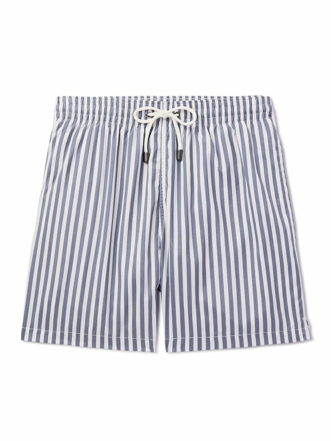 Canali - Short-Length Striped Swim Shorts - Blue Canali