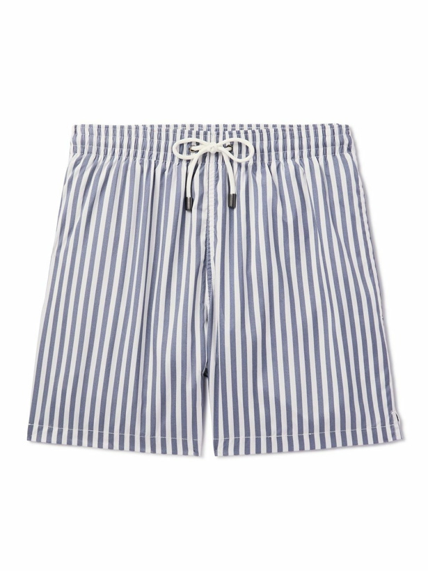 Photo: Canali - Short-Length Striped Swim Shorts - Blue
