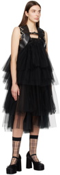 Noir Kei Ninomiya Black Tiered Midi Skirt