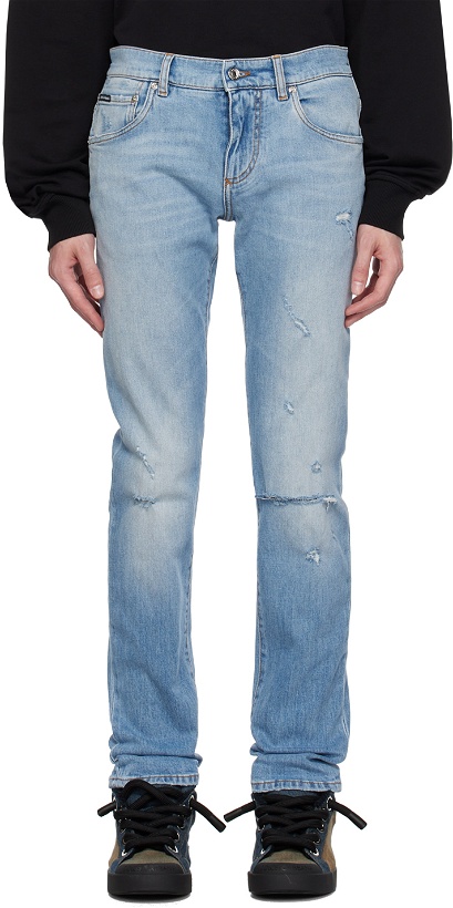 Photo: Dolce & Gabbana Blue Five-Pocket Jeans