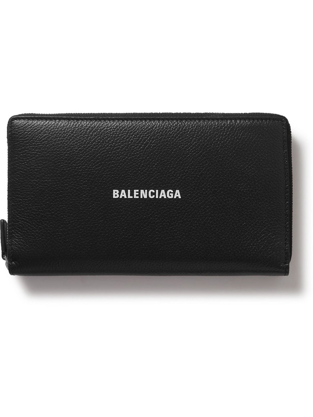 Photo: Balenciaga - Cash Logo-Print Full-Grain Leather Zip-Around Wallet