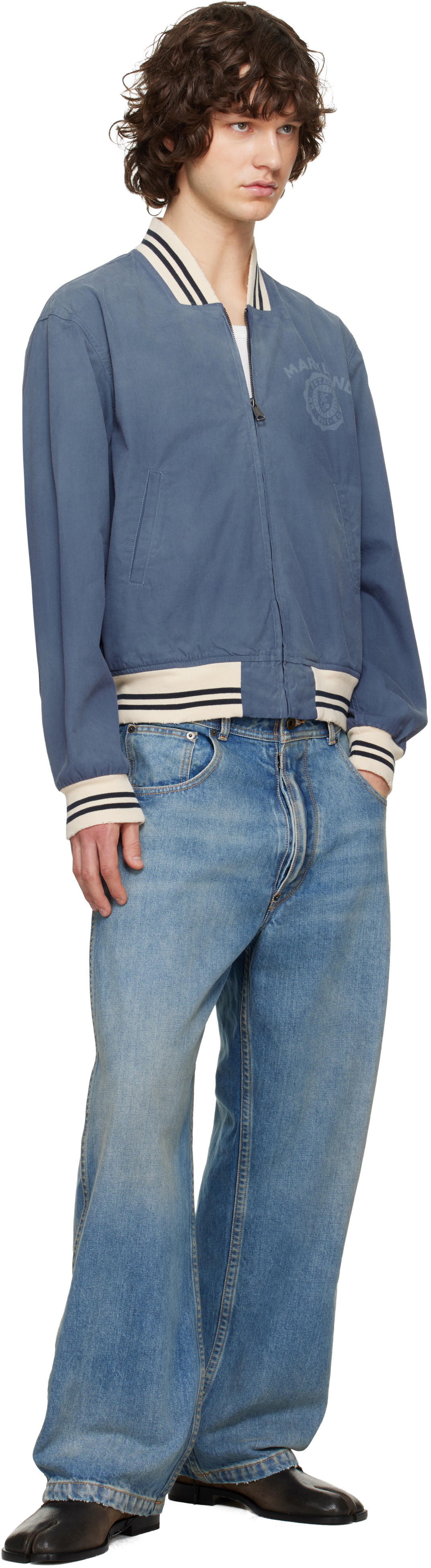 Maison Margiela Blue Varsity Caban Jacket