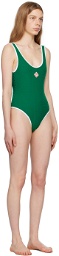 Casablanca Green Monogram One-Piece Swimsuit