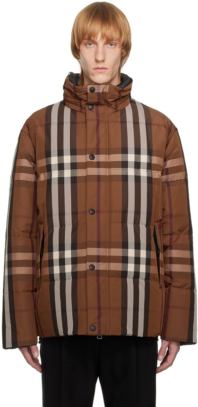 Photo: Burberry Brown Check Reversible Down Jacket