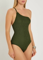 Hunza G Clara One-shoulder Crinkle Swimsuit - Khaki - One Size