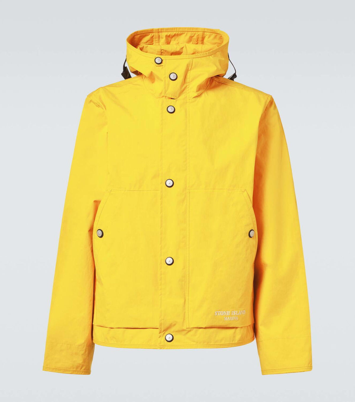 Stone Island Logo laminated cotton poplin raincoat