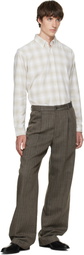 BOSS Beige Regular-Fit Button-Down Check Flannel Shirt