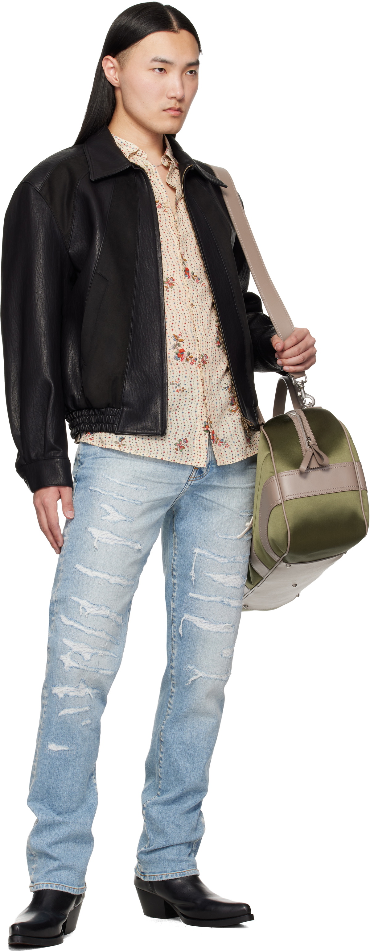 AMIRI Blue 'AMIRI' Repaired Slim Jeans
