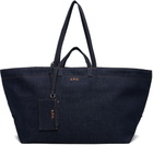 A.P.C. Blue Drummer Toile Tote
