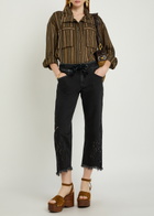 Isabel Marant Alison Cut-out Cropped Denim Jeans Black