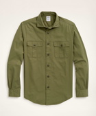 Brooks Brothers Men's Regent Regular-Fit Twill Vintage Military Sport Shirt | Medium Green
