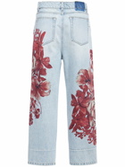 BLUMARINE Printed Baggy High Rise Cropped Jeans