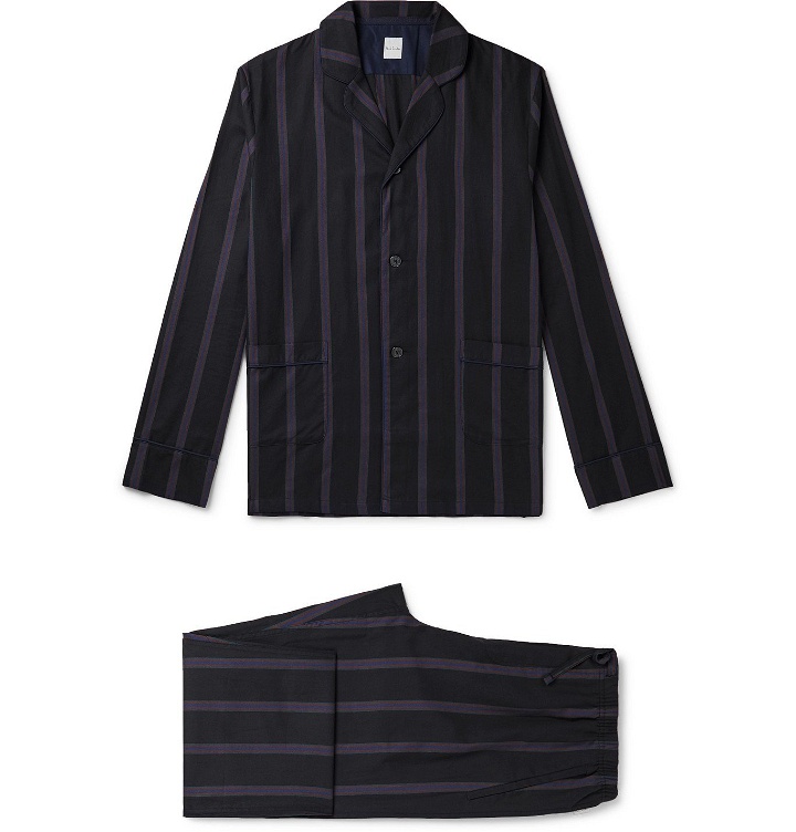 Photo: Paul Smith - Piped Striped Cotton Pyjama Set - Black