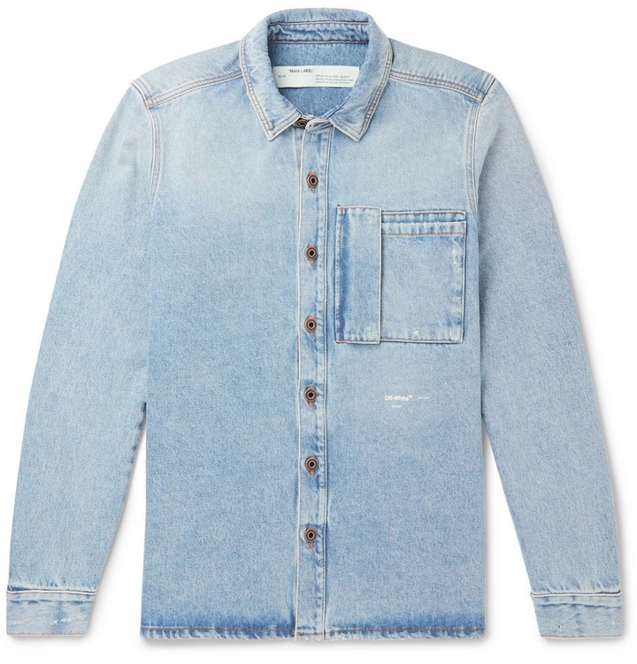 Photo: Off-White - Logo-Print Denim Shirt - Blue