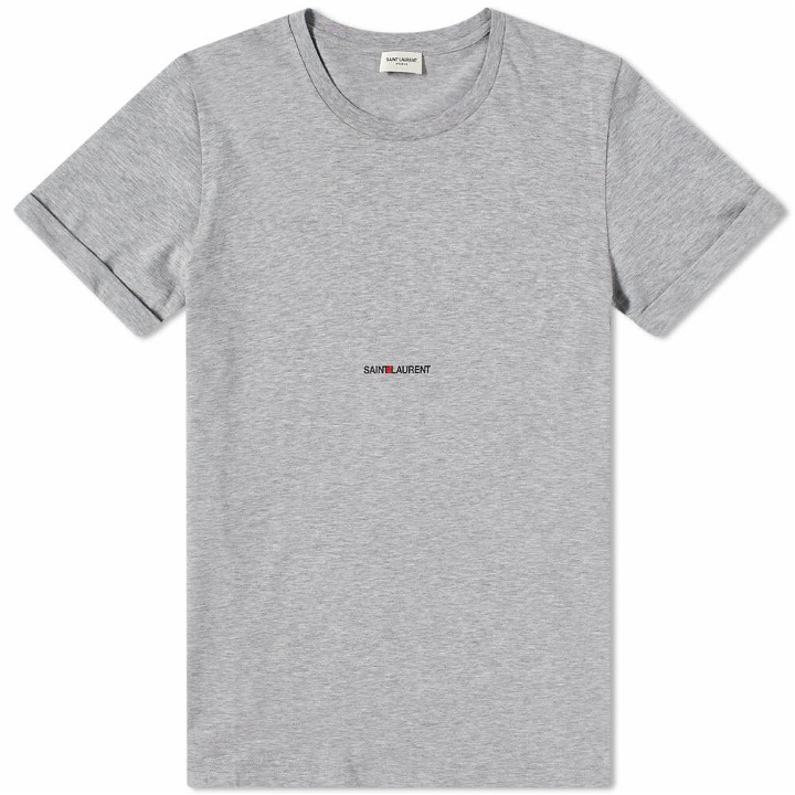 Photo: Saint Laurent Men's Archive Logo T-Shirt in Grey Marl