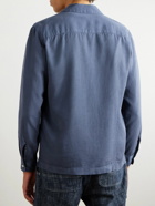 Altea - Camp-Collar Cotton-Poplin Shirt - Blue