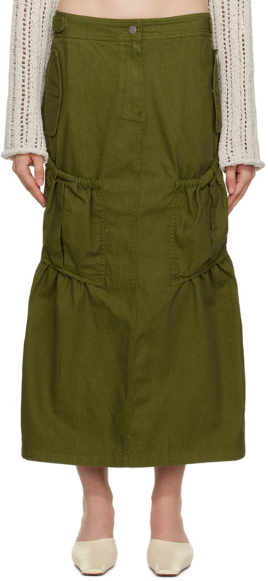 Photo: TheOpen Product Green Gathered Denim Maxi Skirt