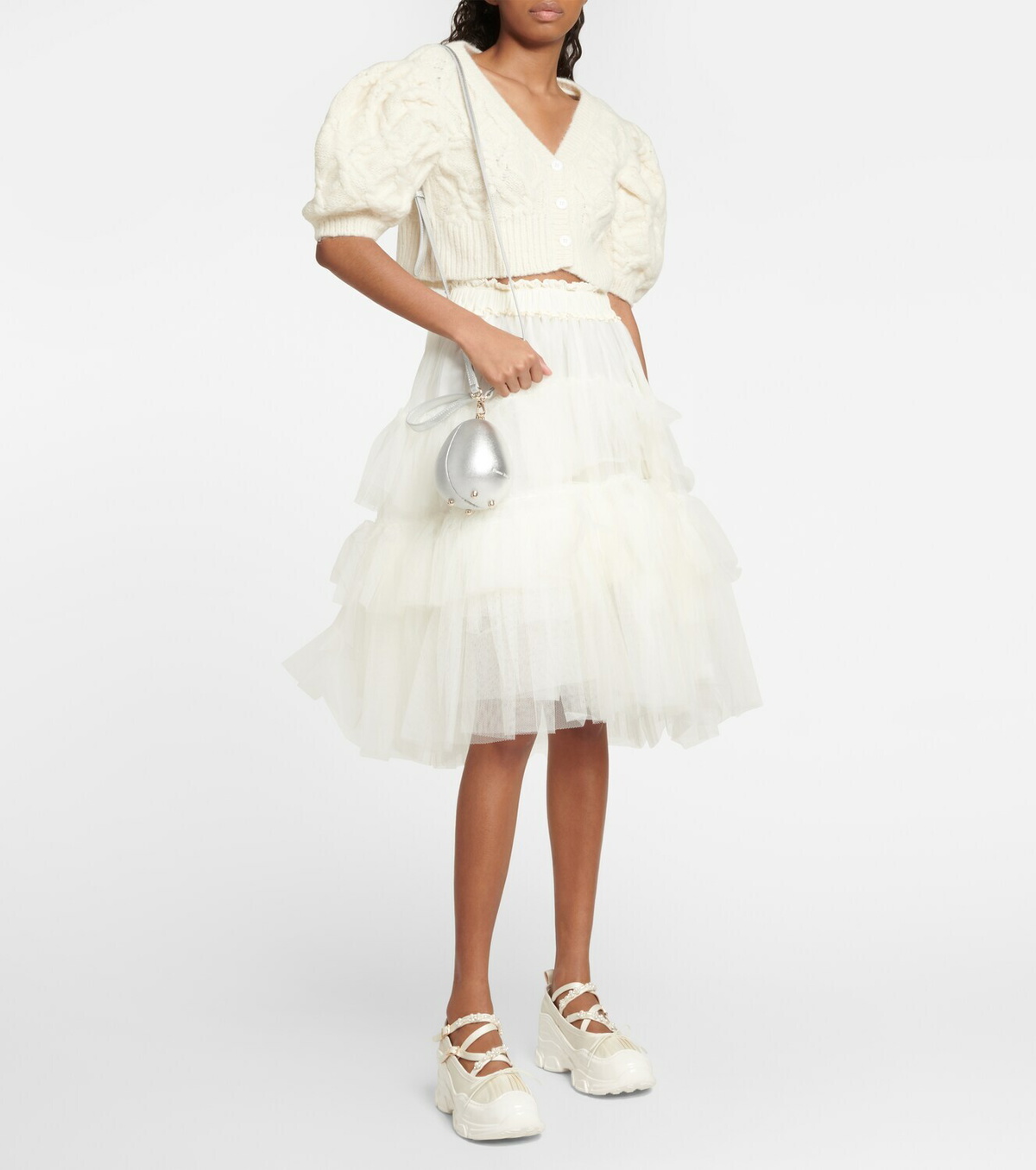 【Simone Rocha】 Egg leather-trimmed clutch Egg leather-trimmed clutch in white - Simone Rocha | Mytheresa