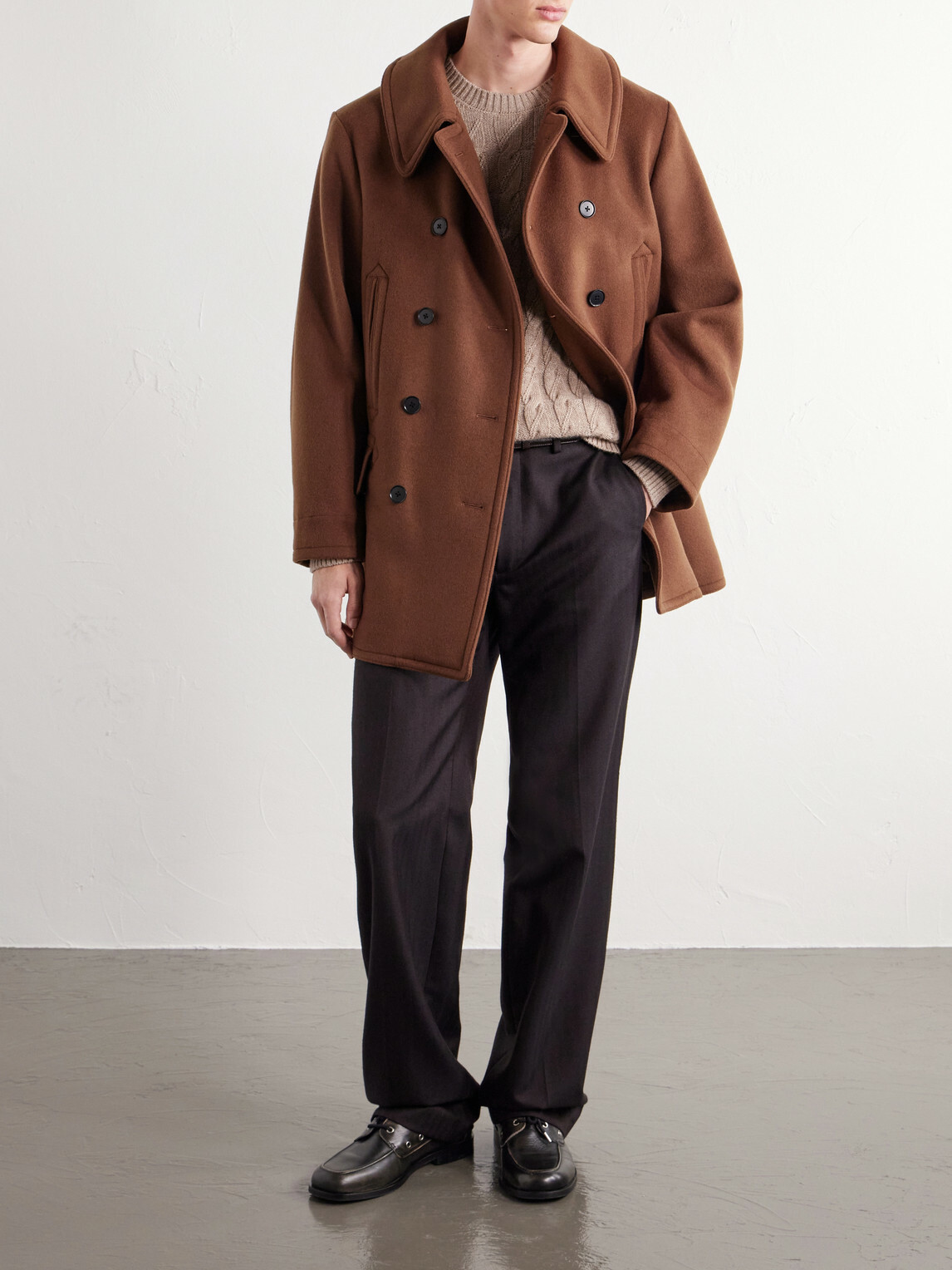 Kaptain Sunshine - Double-Breasted Brushed Wool-Felt Coat - Brown