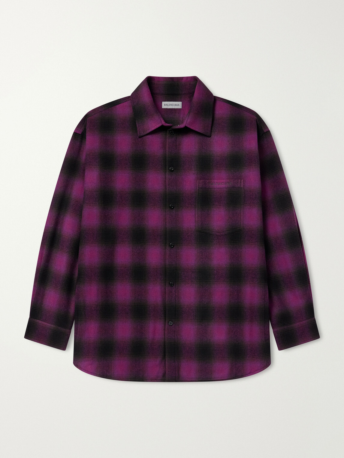 Balenciaga - Logo-Debossed Checked Wool-Blend Flannel Overshirt - Purple