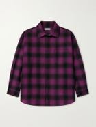 Balenciaga - Logo-Debossed Checked Wool-Blend Flannel Overshirt - Purple