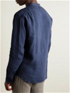 Hartford - Premium Pat Grandad-Collar Linen Shirt - Blue