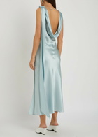 Acne Studios Draped Silk Midi Dress Light Blue