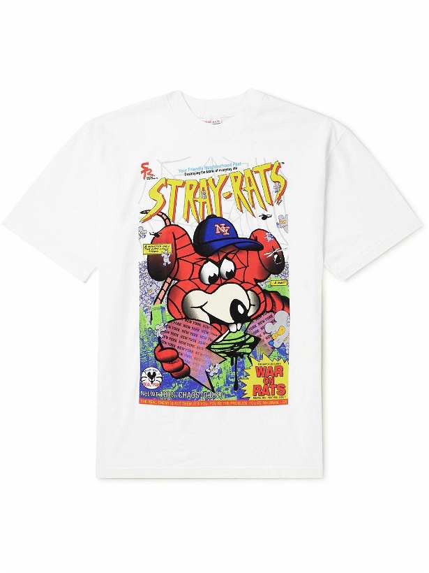 Photo: Stray Rats - War On Rats Logo-Print Cotton-Jersey T-Shirt - White