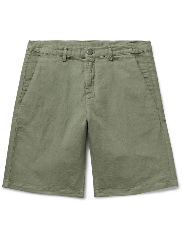 Photo: MASSIMO ALBA - Slim-Fit Linen and Cotton-Blend Shorts - Green
