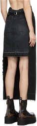 Sacai Black Paneled Denim Skirt