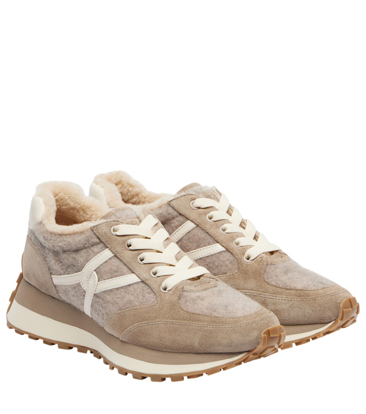 Photo: Veronica Beard Valentina suede-trimmed leather sneakers