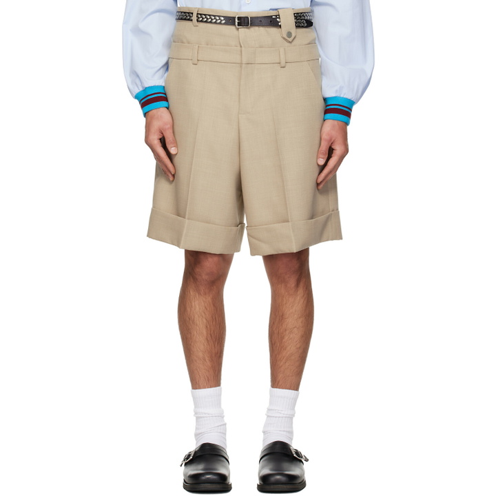 Photo: EGONlab Beige Double Waist Wool Shorts