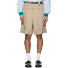 EGONlab Beige Double Waist Wool Shorts